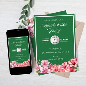 Editable invitation template for a masters watch party watch the golf on tv with your friends