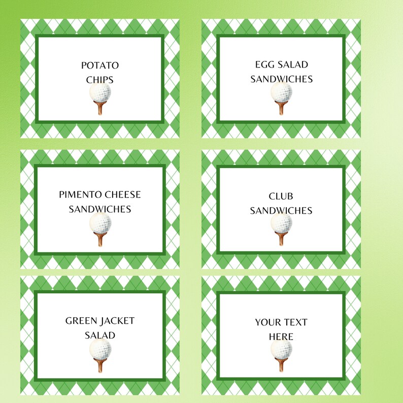 Editable Golf Masters Food Labels Template, Masters Viewing Party ...