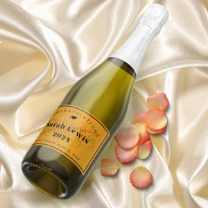 Printable Custom Graduation Champagne Label Template, Digital Personalized Graduate Gift, Editable in Canva, Instant Download, Bottle Label