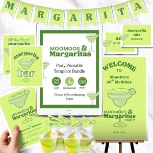 MooMoos & Margaritas Party Decorations Bundle, Printable Birthday Templates (Canva Editable, Digital Download)