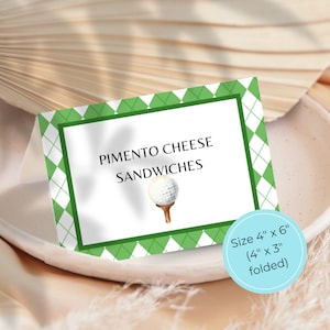 Editable Golf Masters Food Labels Template, Masters Viewing Party Decorations, Instant Download, Editable in Canva, Golf Party Buffet Cards