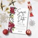 Save the Date Christmas Party Invitation Card Template, Holiday Drinks Invite, Family Gathering ...