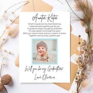 Will You Be My Godmother Proposal Card For Baby Boy, Personalized Photo Template, Edit in Canva, Printable at Home, Digital Instant Download