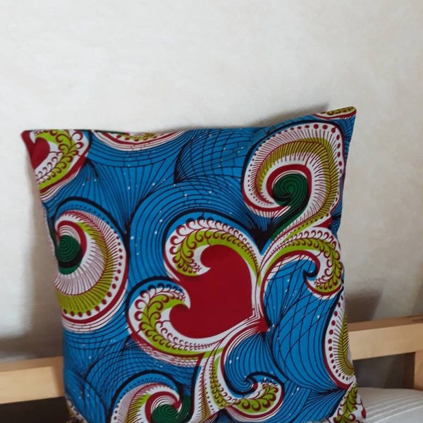 Housse de coussin en tissu africain ou wax