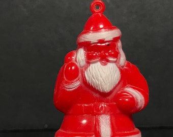 1 MCM Christmas santa ornament/Mid Century Modern hard Plastic /Rosbro Santa/1950s Retro Christmas/santa collectible unpainted eyes