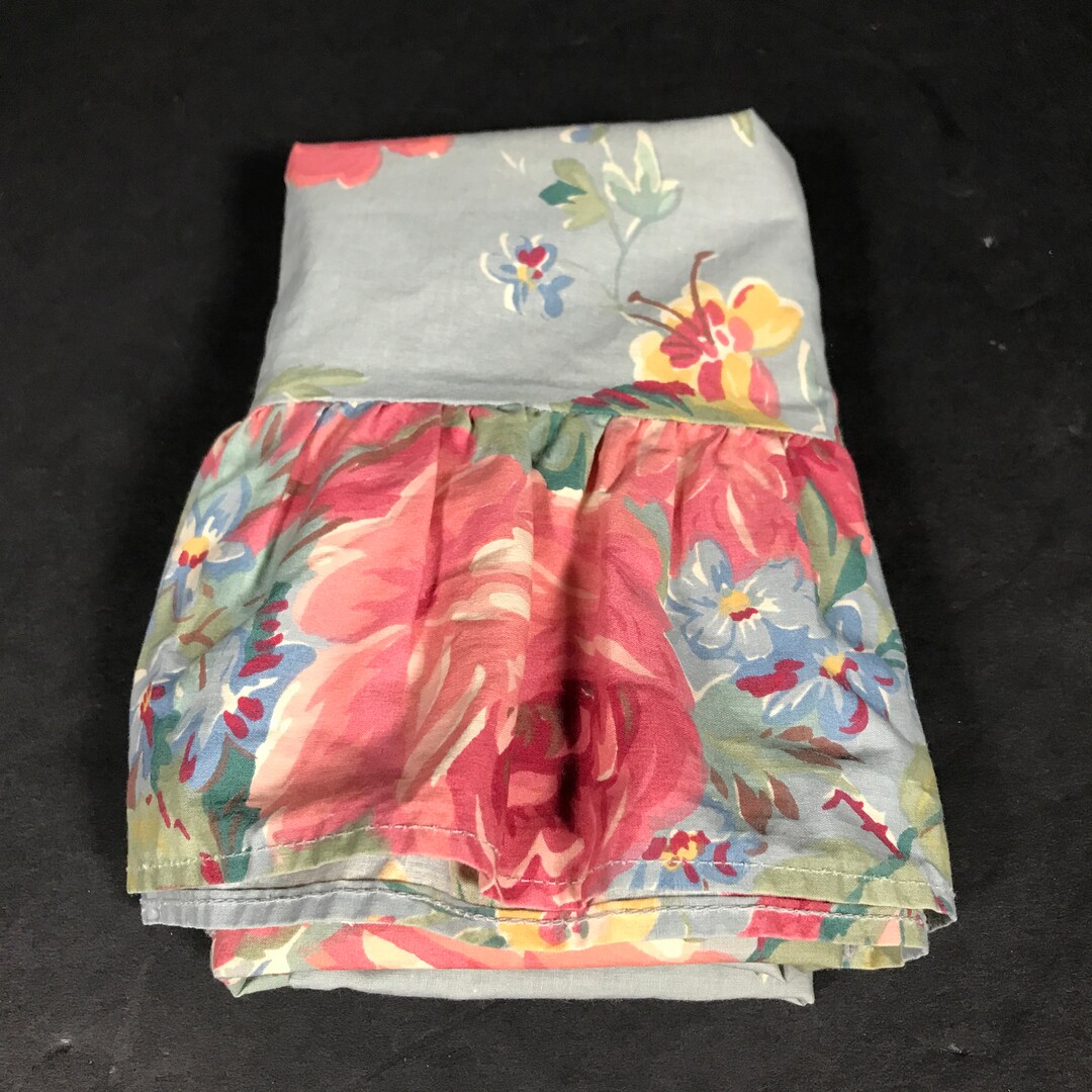 Vintage Ralph Lauren Garden Rambler Standard Pillow Case With Ruffle