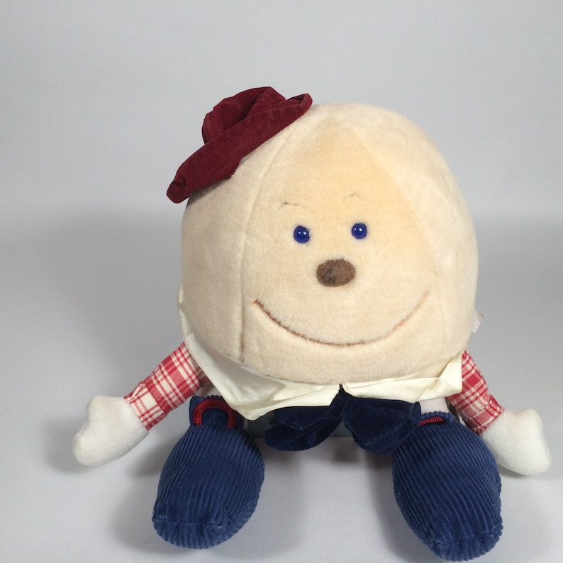 Vintage Humpty Dumpty stuffed plush toy, retro stuffed animal plush