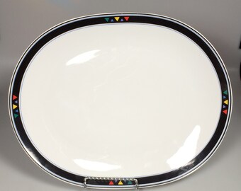 oval platter abstract retro dinnerware 1980s Mikasa Studio Nova Star Ship 1990s kitchen prop