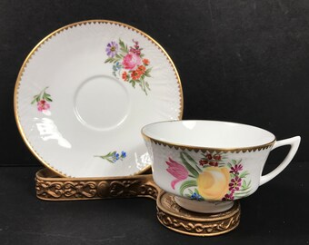 1 Vintage Saxon flower tea cup and saucer, Gustavsberg china, Swedish porcelain, mix n match china