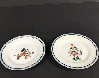1930s Disney Mickey or Minnie mouse plate for toy tea set Choose one /Blue lusterware purple lustreware dish/VTG ceramic Japan trinket dish