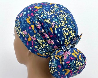 Ava, gorro quirúrgico floral para coleta, gorro de enfermera de algodón, hecho en EE. UU.