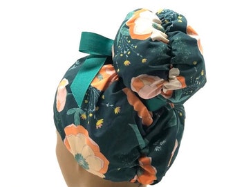 Emma high bun scrub cap, Emma scrub cap, ponytail scrub caps, scrub cap for women, surgical cap, nurse scrub cap, bun scrub cap,