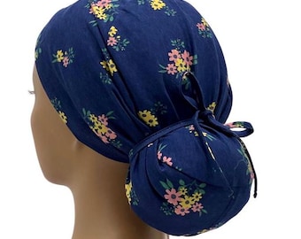 STRETCH  Ponytail Scrub Cap,Ava Cotton Stretch scrub cap for women,Ponytail scrub cap,Surgical cap,nurse scrub cap
