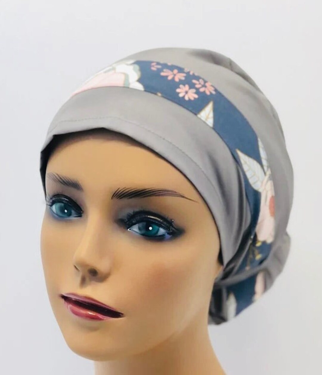 Bonnet D'infirmière/chirurgical Avec Imprimé Loup Bleu - Tissu Doux Respirant, Bandeau Absorbant, Attache Réglable - 7