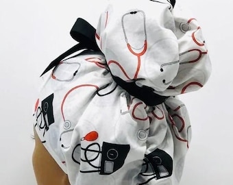 Emma high bun scrub cap, Emma scrub cap, ponytail scrub caps, scrub cap for women, surgical cap, nurse scrub cap, bun scrub cap,