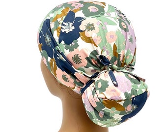 Ava Ponytail Scrub Cap, Ava ponytail scrub cap for women, Ponytail scrub cap, Scrub cap for women, surgical cap, nurse scrub cap