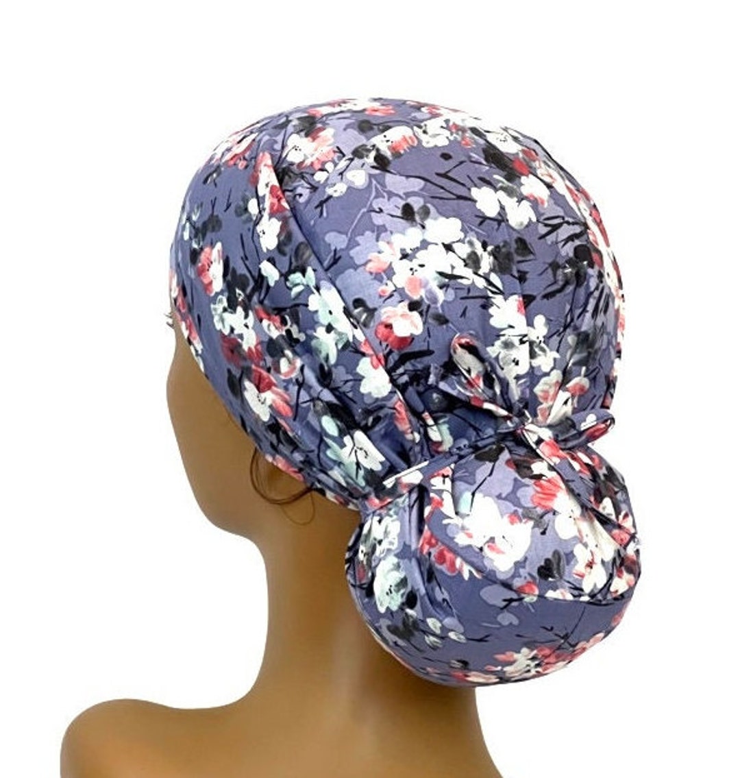 Ava Ponytail Scrub Caps for Womenflower Scrub Capmedical Etsy