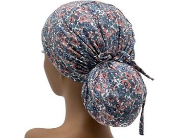 Gorro quirúrgico elástico con cola de caballo, gorro quirúrgico elástico Ava para mujer, gorro quirúrgico con cola de caballo, gorro quirúrgico para enfermera