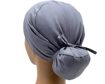 Gorro quirúrgico Ava Ponytail, gris acero, gorro quirúrgico de enfermera
