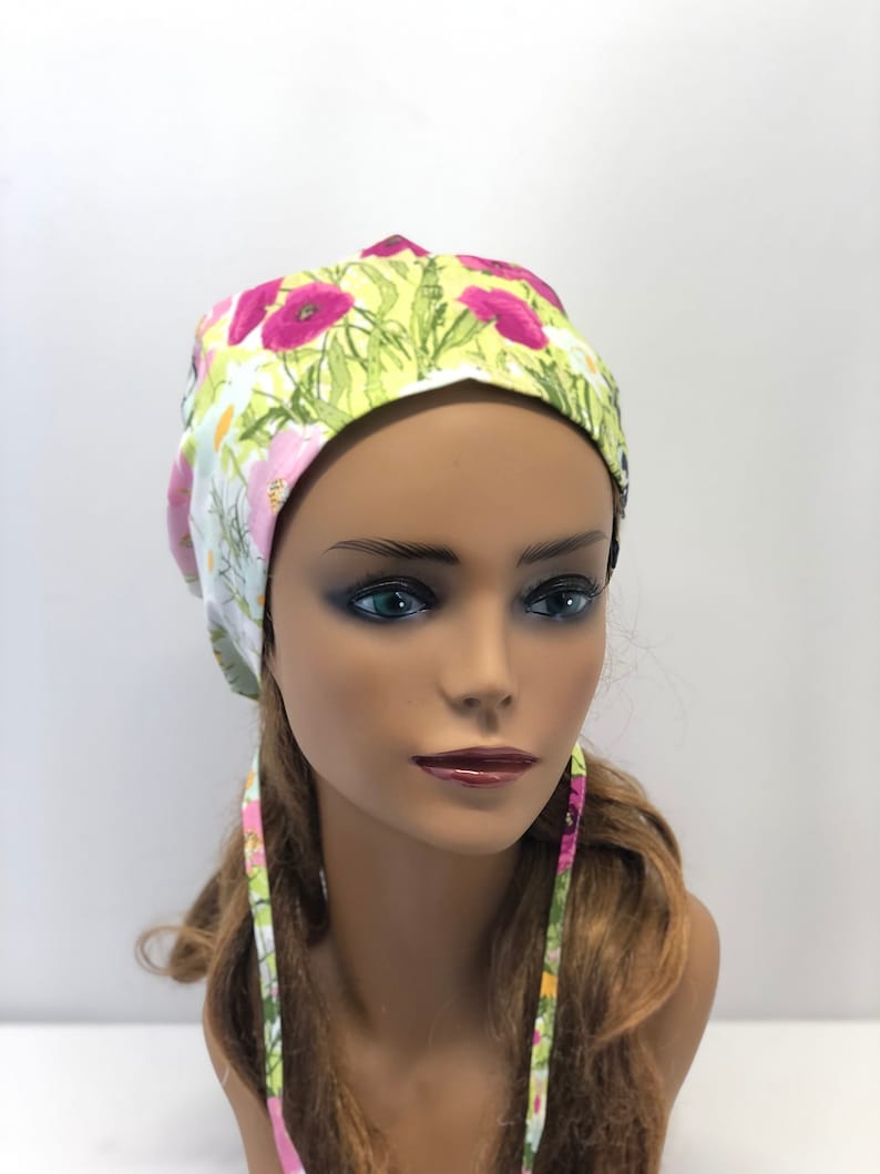 Women Scrub caps100/%cotton,made in USA,Medical cap,Surgical cap,Doctor cap,Nurse cap,Vet cap,adjustable back elastic and tie,