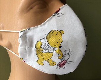 Cotton Face mask with filter, Adults and children,Winnie  the Pooh 100%cotton,washable,made in USA