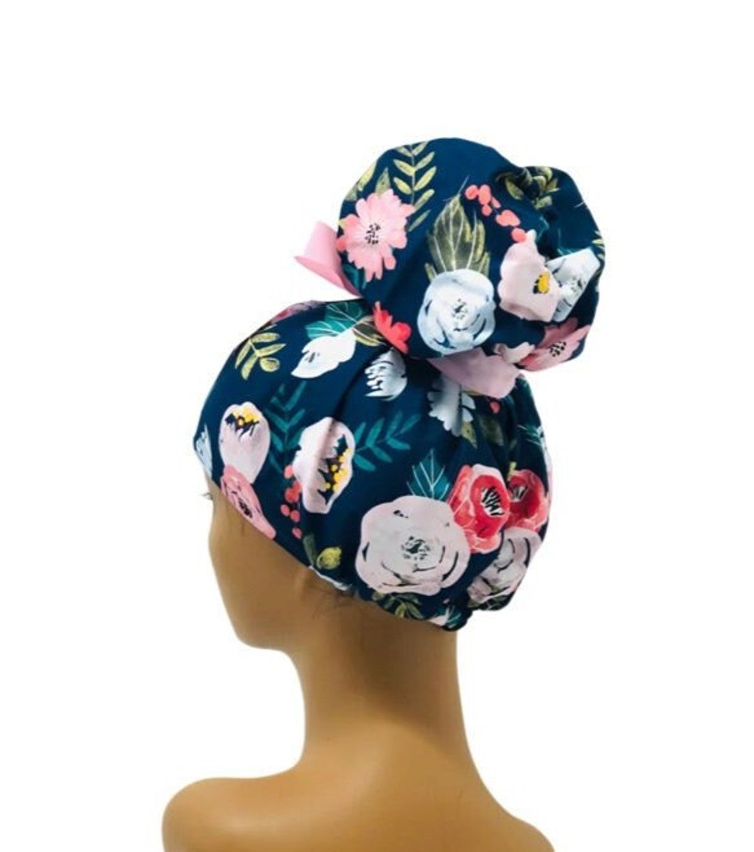 Emma High Bun Scrub Cap, Emma Scrub Cap, Ponytail Scrub Caps, Scrub Cap