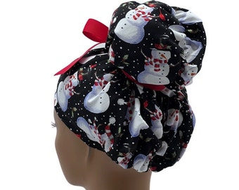 Emma high bun scrub cap, Emma scrub cap, ponytail scrub caps, scrub cap for women, surgical cap, nurse scrub cap, bun scrub cap,