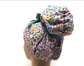 Emma high bun scrub cap, Emma scrub cap, ponytail scrub caps, scrub cap for women, surgical cap, Veterinarian scrub cap, bun scrub cap,