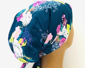 Olivia Ponytail Scrub Cap, Olivia ponytail scrub cap for women, Ponytail scrub cap, Scrub cap for women, surgical cap, nurse scrub cap