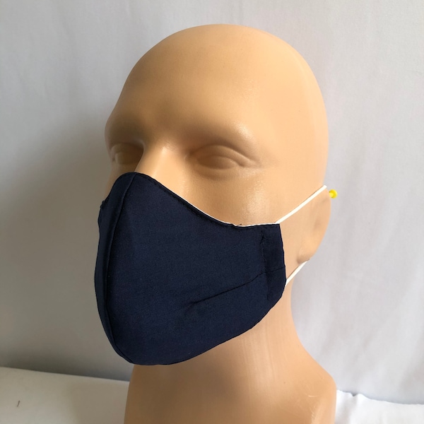 Cotton Face mask with filter,Navy ,made in USA,100%cotton,washable,mouthguard,made in USA