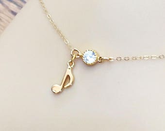 Music Anklet - CZ Ankle Bracelet - Gold Filled Chain - Sparkly Music Ankle Bracelet - Gold Music Note Anklet - Jewelry for Musicians -