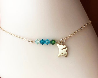 Gold Deer Anklet with Swarovski Crystal