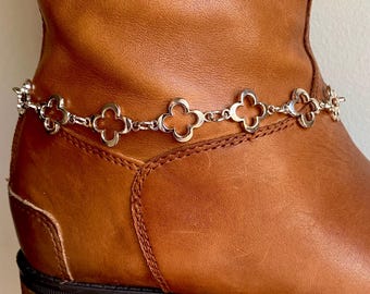 Silver Flower Boot Bracelet Chain by Shaolan Sung