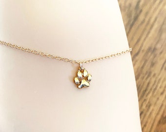 Gold Paw Print Ankle Bracelet • Pet Lover Gift