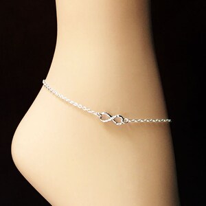 Infinity Silver Ankle Bracelet - Silver Hammered Infinity Anklet - Sterling Silver Chain - Minimalist Jewelry - Silver Plated Charm