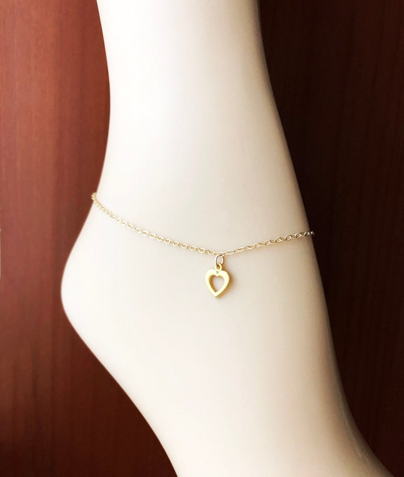 Gold Cutout Heart Anklet Love Anklet Bracelet Bridesmaid Etsy