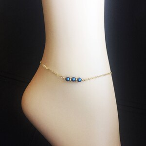 Swarovski Anklet Blue Gold Anklet Something Blue Anklet Gold Filled Chain Blue Ankle Bracelet Wedding Anklet Wedding Gift image 8