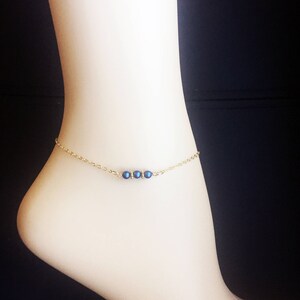 Swarovski Anklet Blue Gold Anklet Something Blue Anklet Gold Filled Chain Blue Ankle Bracelet Wedding Anklet Wedding Gift image 5