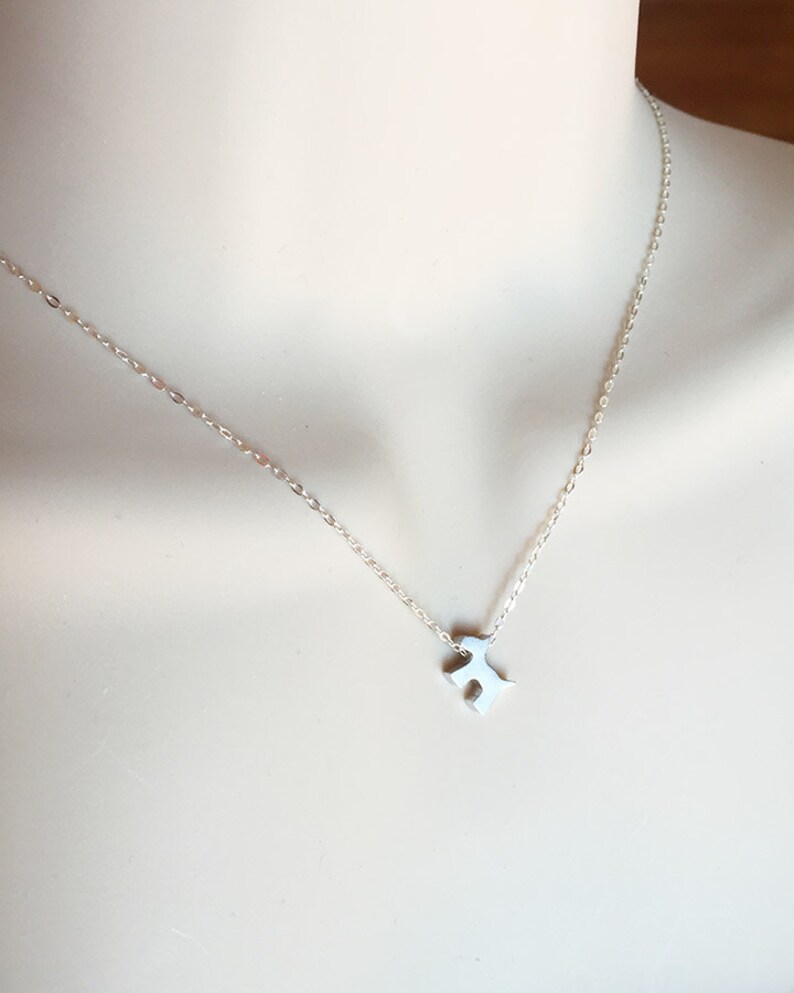 Silver Dog Necklacesterling Silver Chainsilver Plated Matte Etsy