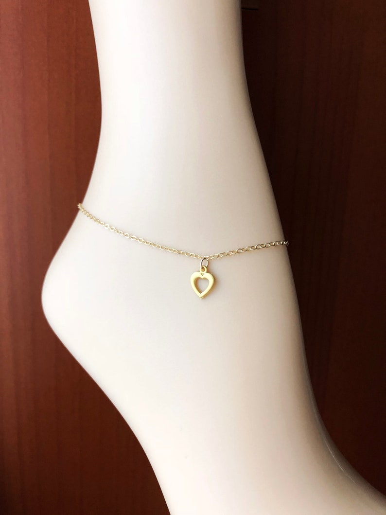 Gold Cutout Heart Anklet Love Anklet Bracelet Bridesmaid Etsy