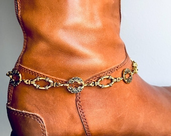 Antique Gold Boot Bracelet Chain by Shaolan Sung