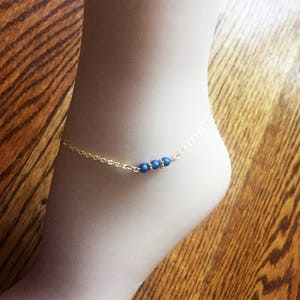 Swarovski Anklet Blue Gold Anklet Something Blue Anklet Gold Filled Chain Blue Ankle Bracelet Wedding Anklet Wedding Gift image 9