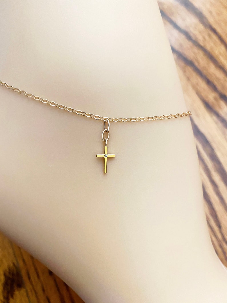 Gold Cross Anklet Cross Ankle Bracelet Cross Jewelry Etsy