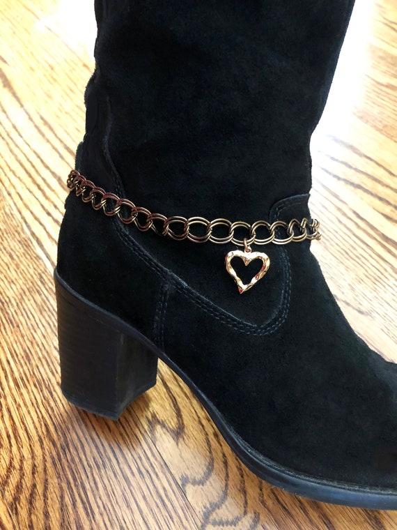 Crystal Pendant with Silver and Blue Chain Draped Boot Bracelet Ankle Jewelry Gift for Her