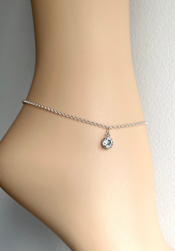 Footprint Charm with Clear Crystal Sterling Silver Footprint Charm with Clear Crystal Sterling Silver