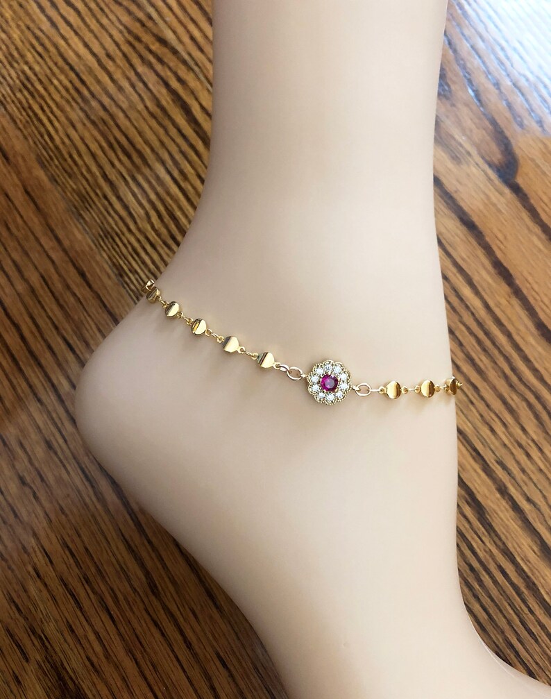 Ruby Anklet Gold Anklet Indian Anklet Sparkly Anklet Etsy