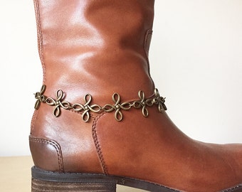 Bronze Flower Boot Bracelet by Shaolan Sung
