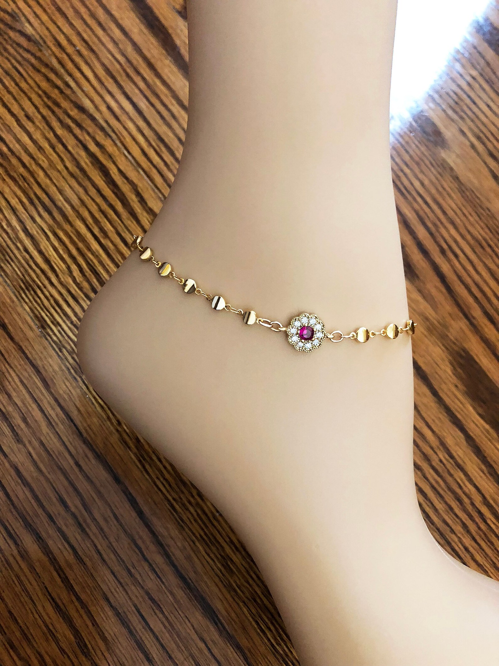 Ruby Anklet Gold Anklet Indian Anklet Sparkly Anklet Etsy