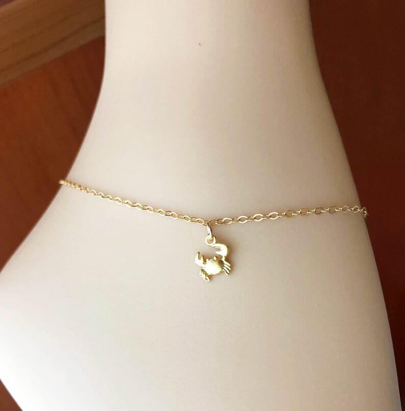 Gold Crab Anklet Gold Animal Ankle Bracelet Minimalist Etsy