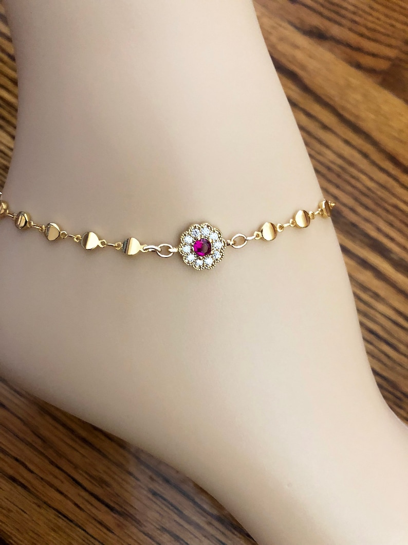 Ruby Anklet Gold Anklet Indian Anklet Sparkly Anklet Middle Eastern